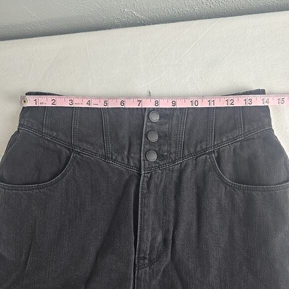 Hollister Ultra High-Rise Mini Skirt Size 11/w30 Black Denim Western Preppy - Picture 3 of 8